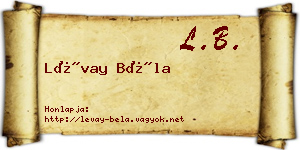 Lévay Béla névjegykártya